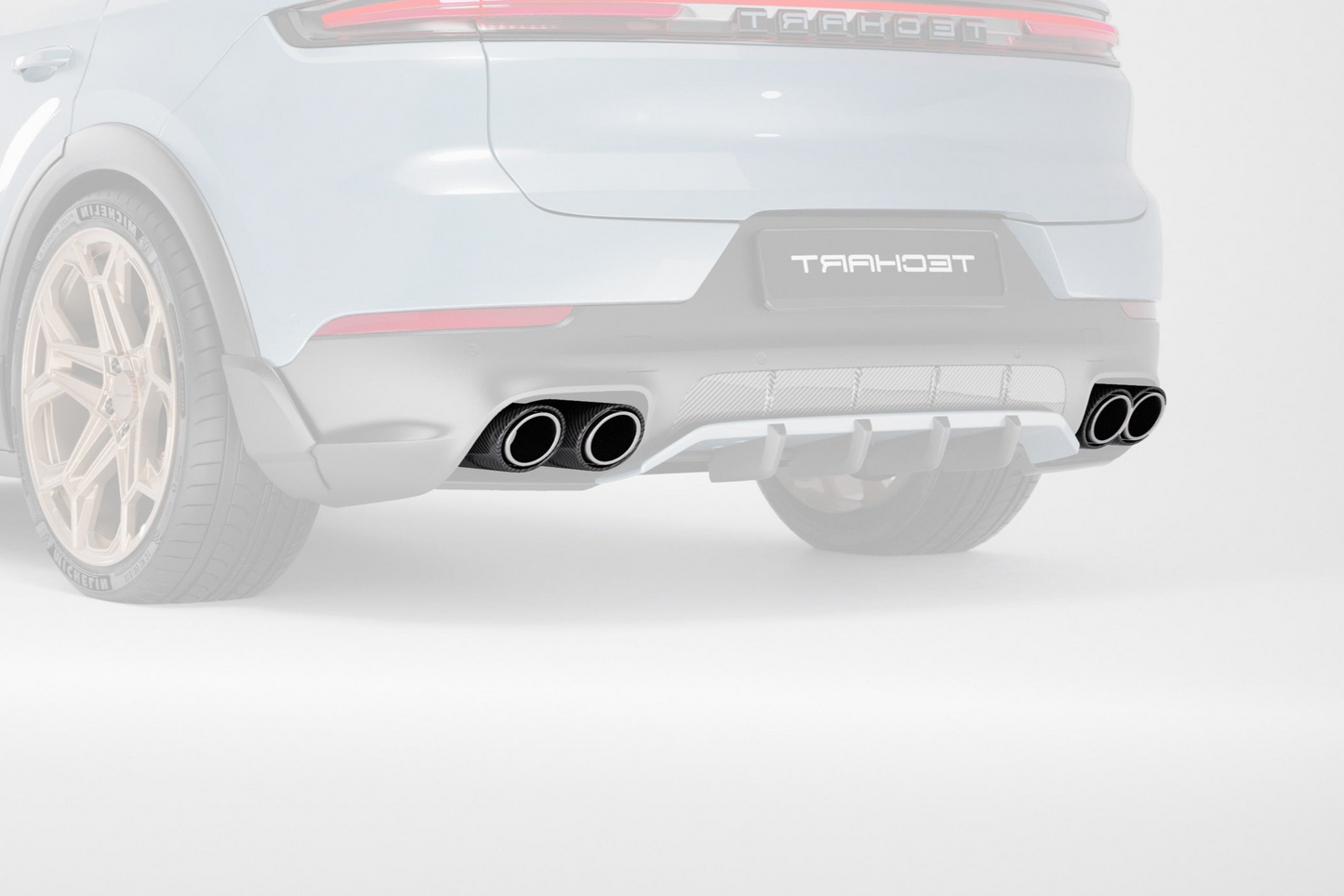 TECHART Exhaust Tip Kit Titanium with Carbon Trim for E3 Cayenne