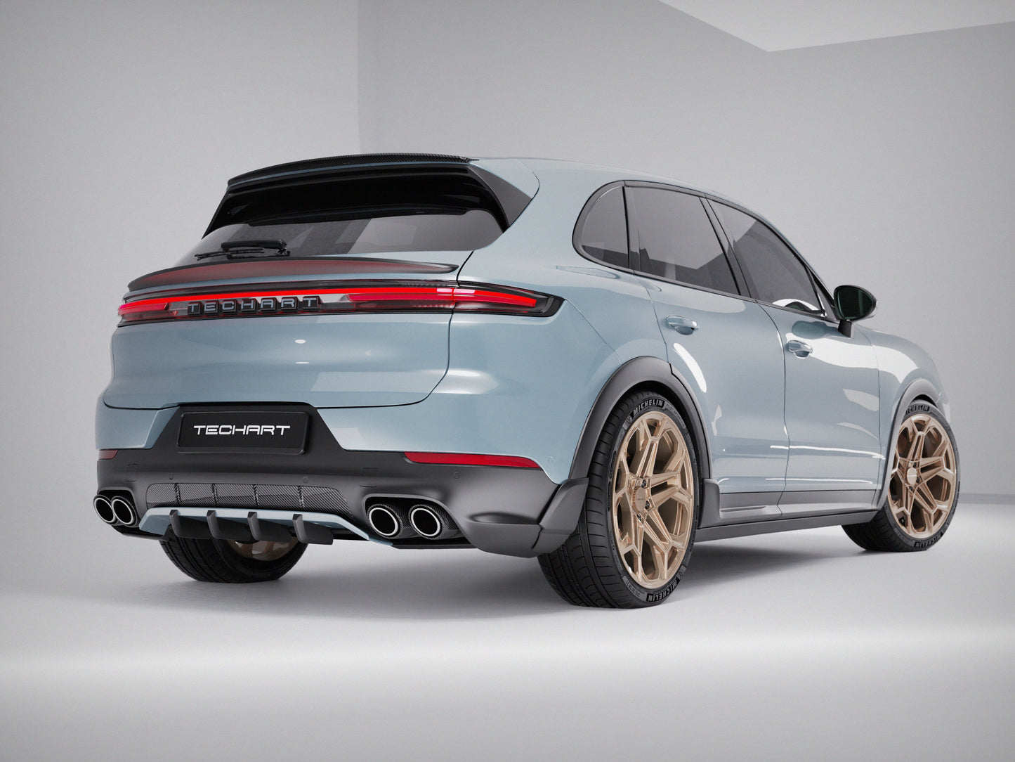 TECHART Exhaust Tip Kit Titanium with Carbon Trim for E3 Cayenne