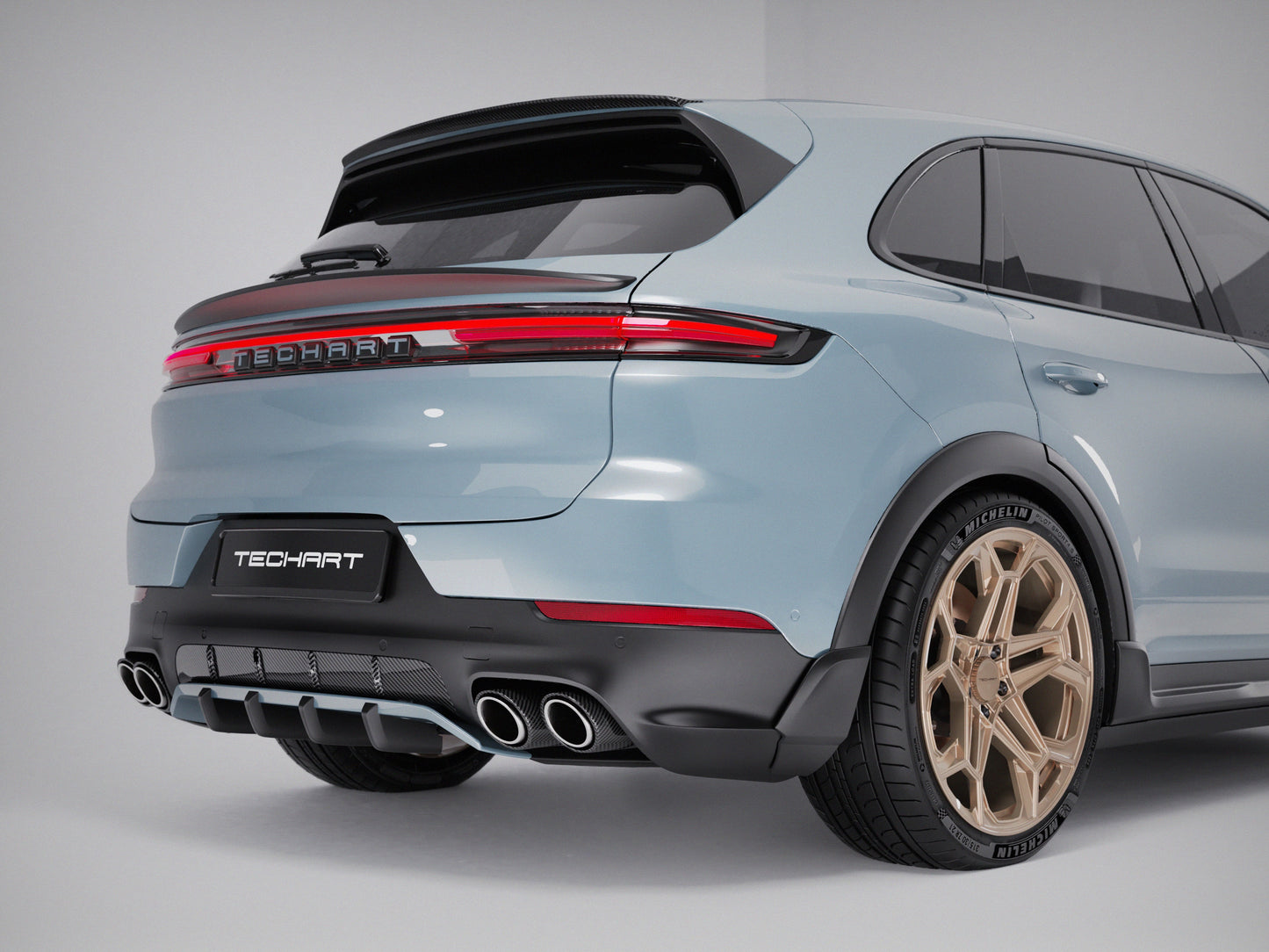 TECHART Exhaust Tip Kit Titanium with Carbon Trim for E3 Cayenne