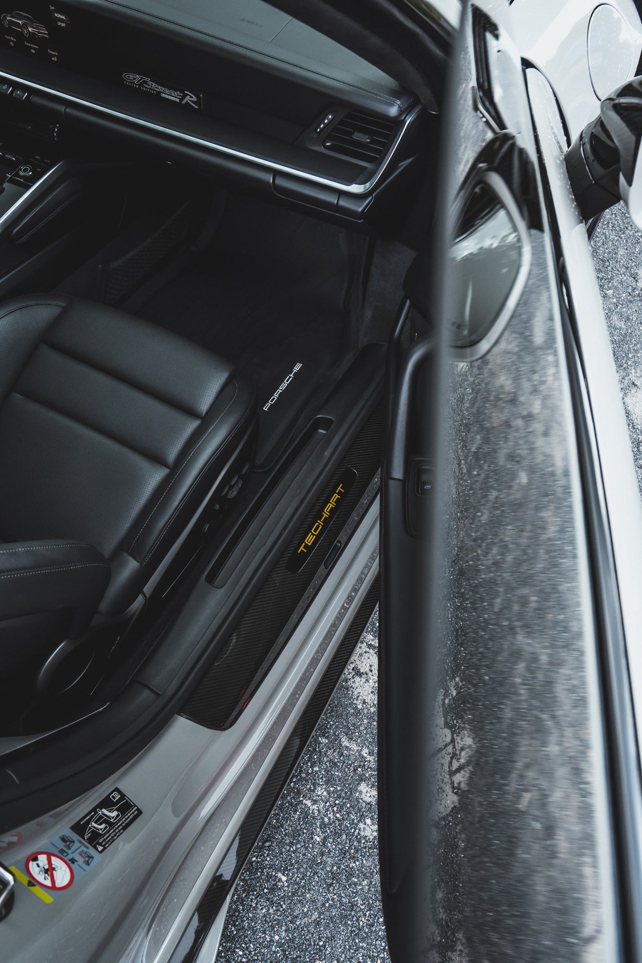 TECHART Carbon Door Entry Guards with Illuminated lettering for 992