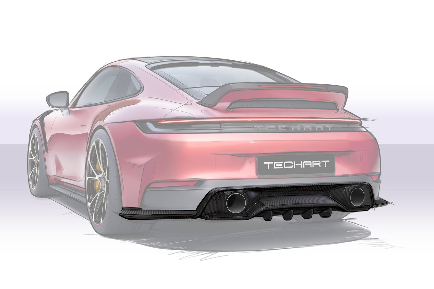TECHART Carbon Rear Diffuser incl. Carbon Aero Wings for 992.2 Carrera / GTS from MY2025