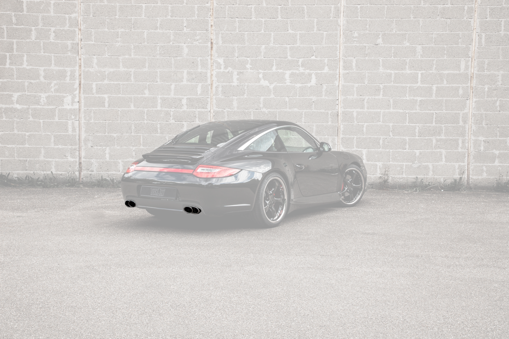 TECHART Exhaust Tail Pipes, glossy chrome for 997 Carrera w. Porsche valve exhaust from MY09