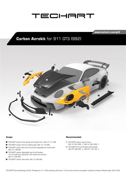 TECHART Rear Spoiler profile w/ Wing End Plates for 992 GT3