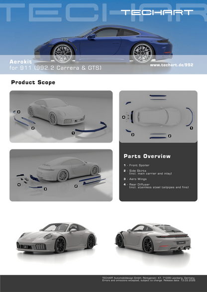 TECHART Rear Diffuser incl. Aero Wings for 992.2 Carrera / GTS from MY2025
