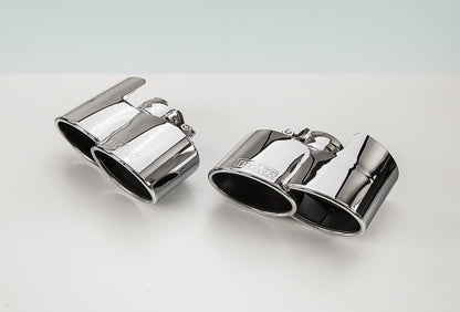 TECHART Exhaust Tail Pipes, glossy chrome for 997 Carrera w. Porsche valve exhaust from MY09